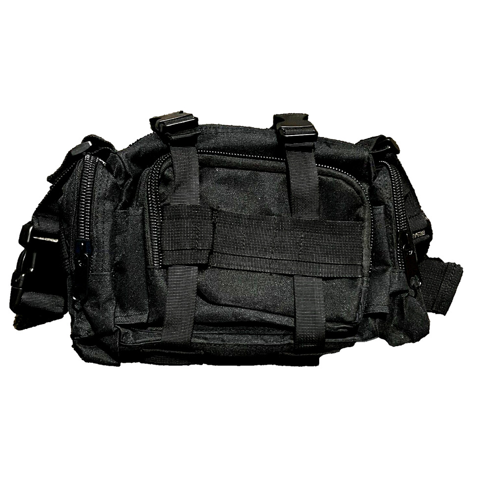 Multifunctional Canvas Camera Bag Black Waist Pack Tactical Hiking Camp Outdoor